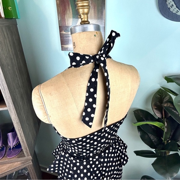 Grass Collection Retro Polka Dot Peplum Wiggle Dress - Picture 4 of 5